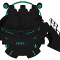 VR Amusement Equipment With 6 Seats Black Body Green Lines And Stairs