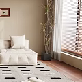 Modern Casual Sofa Set With Soft Cushions Patterned Rug And Decorative Painting