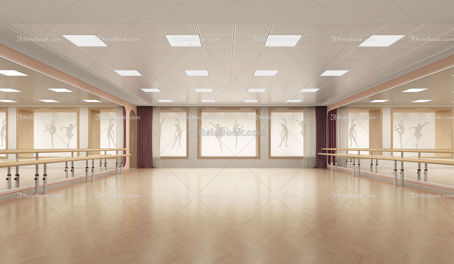 Modern Dance Room Dance Classroom 3d model