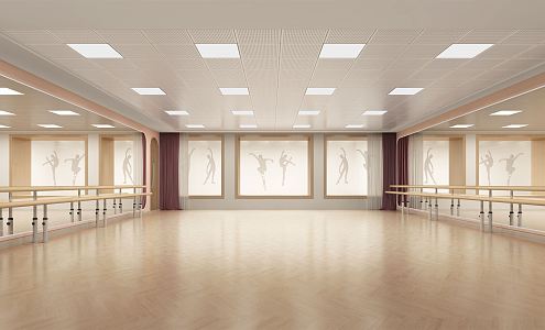 Modern Dance Room Dance Classroom 3d model