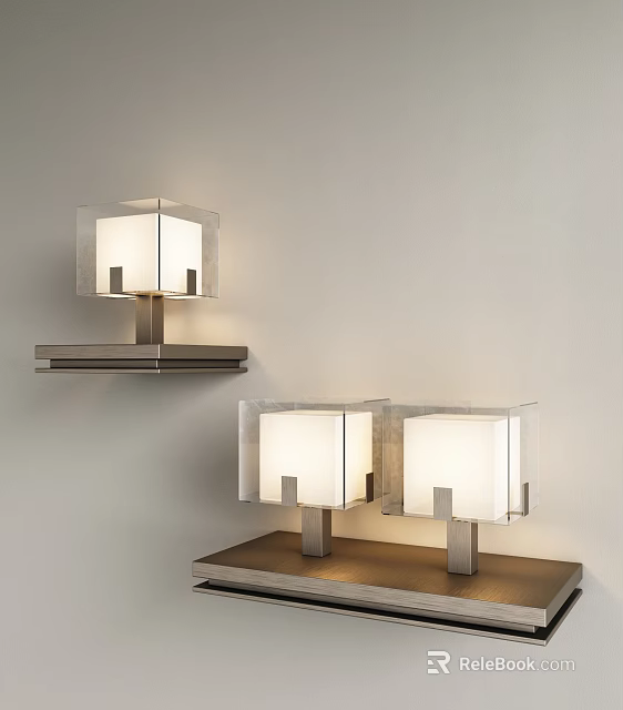 Modern Wall Sconces with Transparent Glass Shades and Metal Brackets for Interior Decor 3d model 