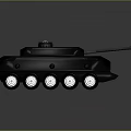 Black Tank Model With Cannon Tracks And Reflection On Gray Background 3d model