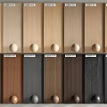 Various Colored Wooden Wall Panels With Decorative Balls And Color Samples