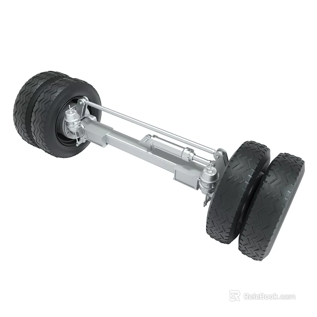 Heavy Duty Automotive Axle Assembly With Tires And Metal Structure 3d model 