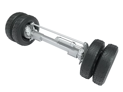 Heavy Duty Automotive Axle Assembly With Tires And Metal Structure 3d model