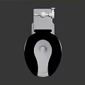 Modern White Toilet With Black Seat And Silver Flushing Mechanism Design
