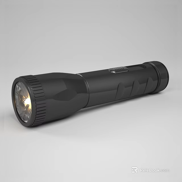 Black Handheld Illuminated Flashlight Portable Daily Electrical Appliance For Home Use 3d model 