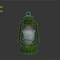 Vintage Green Lantern With Metal Frame And Glass Shade Classic Design