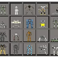 Electric Toys Robot Models On Display Shelves With Various Designs And Colors