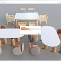 Modern Children's Table With Ergonomic Chairs And Round White Wooden Tops