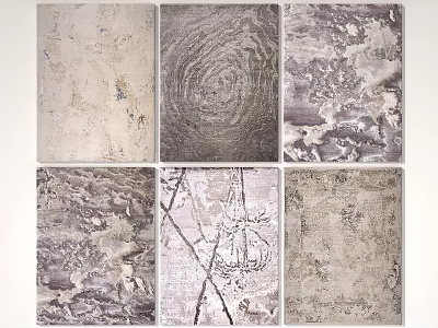 Collection of Square Rugs with Abstract Patterns Textured Designs and Neutral Tones 3d model