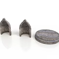Stone Arched Structures And Circular Platform For Decorative 3d model