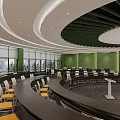 Modern Conference Room With Green Walls Long Table Large Screen REMAX Logo And White Chairs