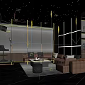 Elegant Luxury KTV Interior With Leather Sofa Ambient Lighting And Bar Counter