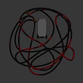 Modern Household Electrical Appliance With Coiled Black And Red Cables On Dark Surface