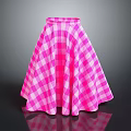 Pink And White Plaid Flared Skirt Stylish Women's Casual Fashion Wear