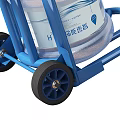 Two Blue Utility Hand Trucks With One Holding Large Water Bottle 3d model
