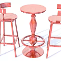 Two Modern Bar Stools With Round Metallic Bar Table Curved Backrest And Elegant Base Design 3d model