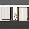 Modern Wardrobe Design With Light And Dark Panels Open Shelves And Potted Plants
