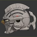 Futuristic Metallic Helmet with Silver Finish Yellow Accents and Modern Sci-Fi Design