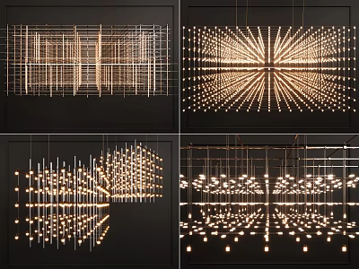 Modern Geometric Chandeliers With Linear And Radial Structures For Contemporary Lighting Design 3d model