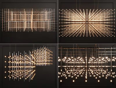 Modern Geometric Chandeliers With Linear And Radial Structures For Contemporary Lighting Design 3d model
