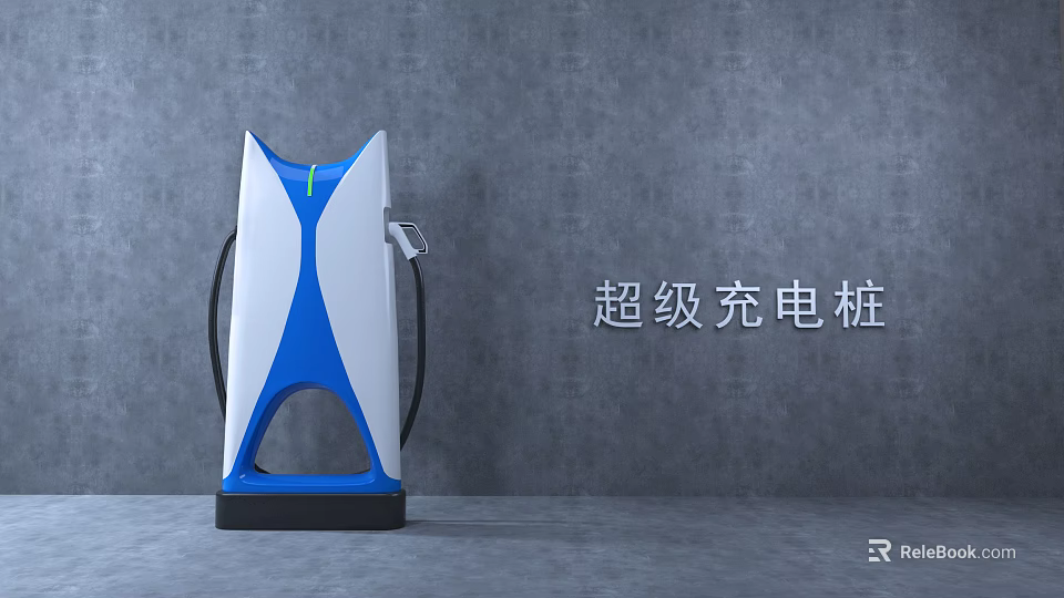 Sleek Modern Super Charger With Blue White Design Against Grey Wall 3d model 