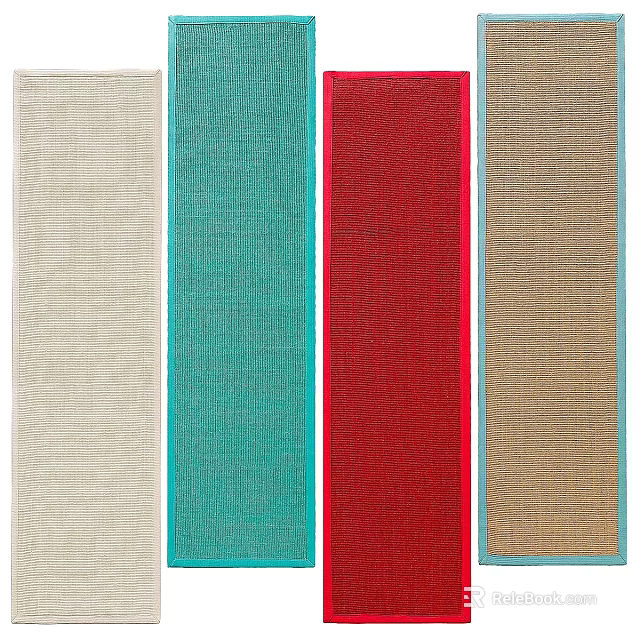 Stylish Square Rugs with Beige Turquoise Red Brown Color Variations 3d model