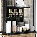 Elegant Modern Wine Cabinet With Glass Doors Metal Frame And Wooden Storage Drawers