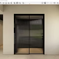 Modern Sliding Door With Black Frame And Glass Panels In White Wall Interior