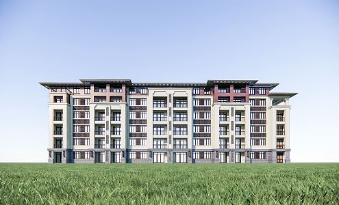 New Chinese-style Residential Building Multi-storey Residence 3d model