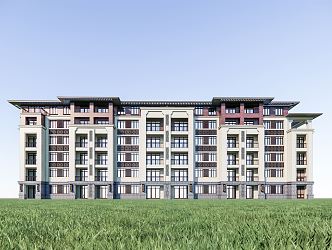 New Chinese-style Residential Building Multi-storey Residence 3d model