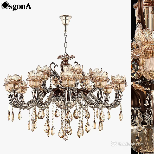 Elegant Crystal Chandelier With Floral Design And Hanging Pendants For Luxury Interior Spaces 3d model 
