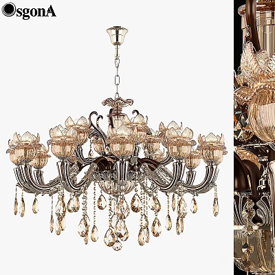 Elegant Crystal Chandelier With Floral Design And Hanging Pendants For Luxury Interior Spaces 3d model