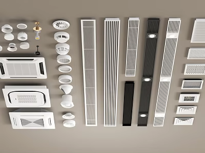 Various Air Conditioner Vents In White Black Slotted Grille Designs For Home Interior Decoration 3d model