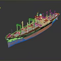 Large Industrial Ship With Brown Black Hull And Deck Structures Cranes Masts And Reflective Surface 3d model