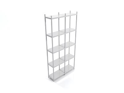 White Multi Tier Metal Frame Open Storage Shelf for Home Organization 3d model