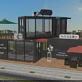 Vintage Handcrafted Container Structure With Glass Windows Terrace And Outdoor Dining Area