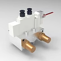 Industrial Equipment With White Body Black Top Ports Brass Connectors And Red Slender Wire