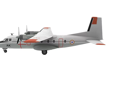 White And Red Twin Engine Propeller Airplane With AK Marking And Emblem 3d model