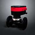 Industrial Black Valve With Red Top Control And Silver Flange Ends 3d model