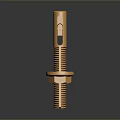 Lighting Combination Hardware With Golden Bolt Nut And Shiny Screw On Gray Gradient Background