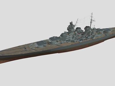 Detailed Military Warship 3D Model With Turrets Mast And Deck Structures 3d model
