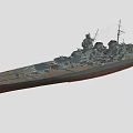 Detailed Military Warship 3D Model With Turrets Mast And Deck Structures