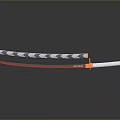 Katana Sword With White And Orange Handle Red Blade On Black Background Smooth Surface Reflection 3d model