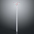 White Electrical Utility Pole With Red Insulators And Crossarms Structure