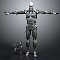 Futuristic Metallic Humanoid Robot With Mechanical Structure Standing Pose And Glowing Chest Accessory