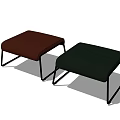 Brown And Dark Green Ottoman Footstools With Metal Frame Modern Design