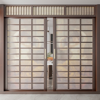 New Chinese-style sliding door 3d model