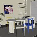 Multi-functional Island Bar Dining Table and Chair Integrated Telescopic Adjustable Island Table Dopamine Dining Table and Chair 3d model